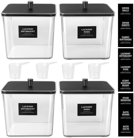 Hudgan 4 Pack Laundry Detergent Container Large Laundry Pods jars...