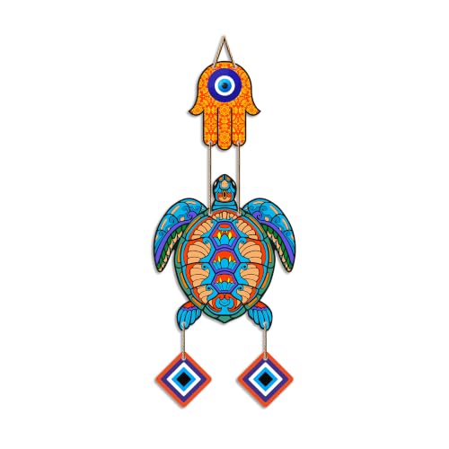 Image of Artvibes Turtle Evil Eye Hanging Decor for Main Door & Entrance | Lucky Vastu MDF Wall Art | Decorative Accent for Living Room | Office | Hallway & Bedroom | Housewarming Gift Item (WH 8542N)