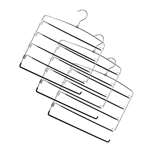OUNONA 3pcs Metal Skirt Hangers Space Saving Pants Storage Rack for Skirts Jeans Dresses Design for Closet Organization