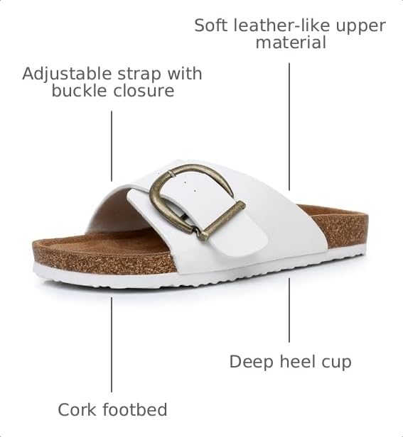 Image of WTW Women's Suede Cork Footbed Sandals Slide for Women with Arch Support