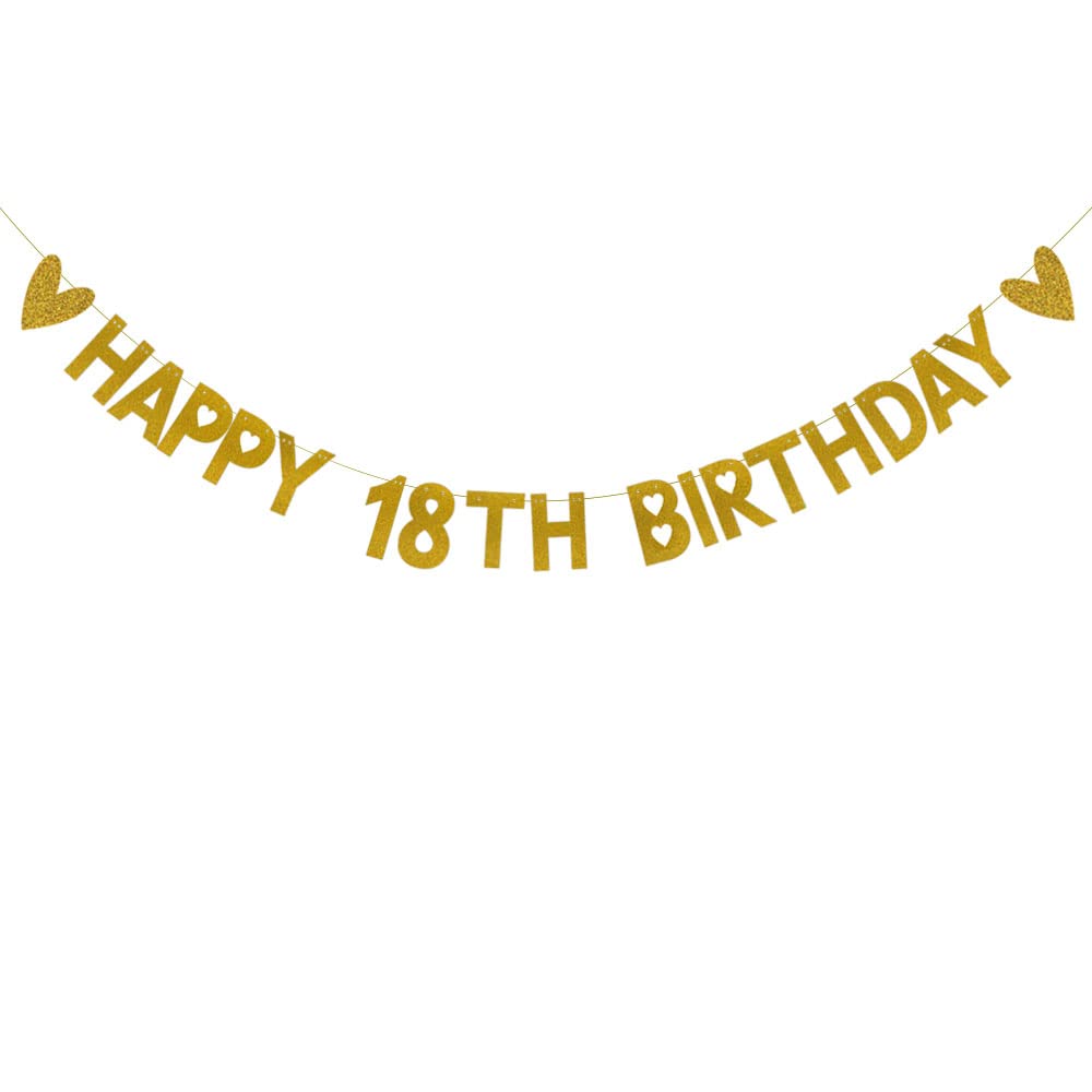 Bannière Happy 18th Birthday dorée guirlande 18 ans décoration anniversaire pré-enfilée