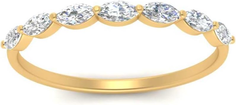 Fascinating Diamonds 14K Gold 3/4 To 2 Carat Lab Grown Marquise Cut Diamond East West 7 Stone Wedding Band For Women (VS1-SI2 Clarity, G-H Color, 0.75-2 Ctw) Premium Collection