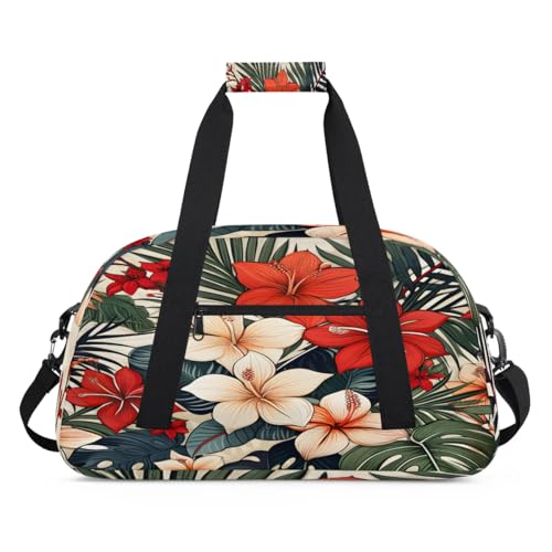 Palm Poppy Flower Sports Duffle Bags Travel Duffle Bag Gym Bag Weekender Travel Bag Waterproof Overnight Bag Carry On Travel Tote Bag Dance Bags2