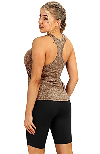 image for icyzone Workout Tank Tops for Women - Racerback Athletic Yoga Tops, Ru