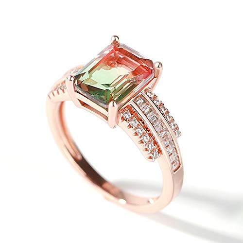 Jeulia "One of a Kind Emerald Cut Sterling Silver Watermelon Ring Engagement Rings for Women Anniversary Birthday Gift with Beautiful Jewelry Box2
