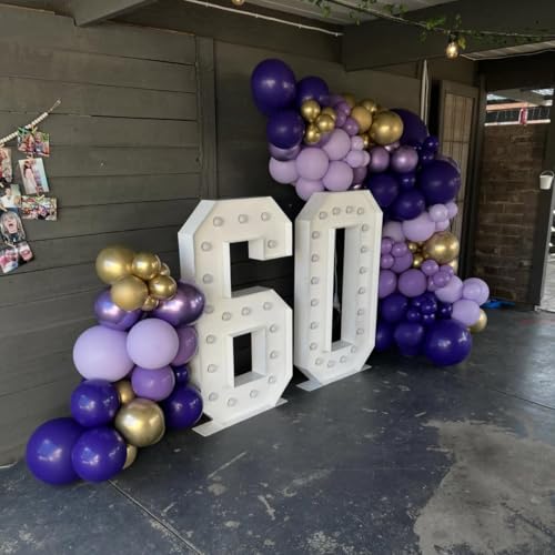 Image of 151Pcs Purple and Gold Balloons Garland Arch Kit - 18 12 10 5 inch Different Size Lavender Lilac Metallic Purple Gold Balloons for Birthday Anniversary Bridal Baby Shower Party Decorations