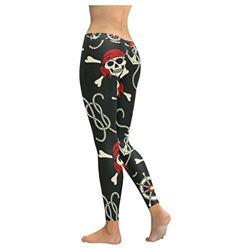 Interestprint Pirates Skull Custom Stretchy Capri Leggings Skinny Pants For Yoga Running Pilates Gym M #TOP1