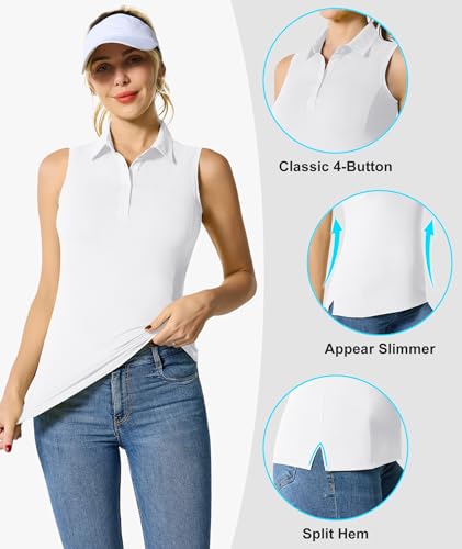 Casei Women's Sleeveless Golf Polo Shirts UPF 50+ Quick Dry Collared Polo Shirts Athletic Tank Tops Shirts4