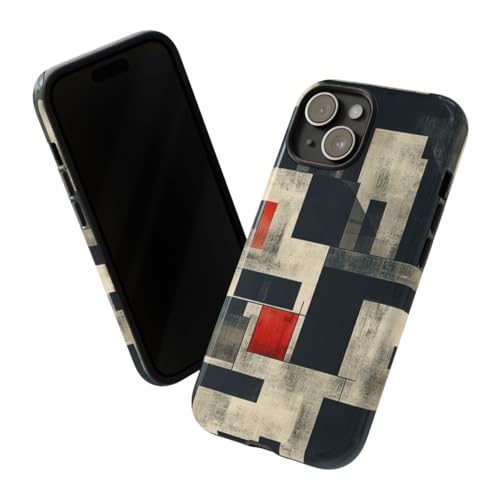 Coque iPhone 15 géométrique rouge rigide chic et brillante - 2