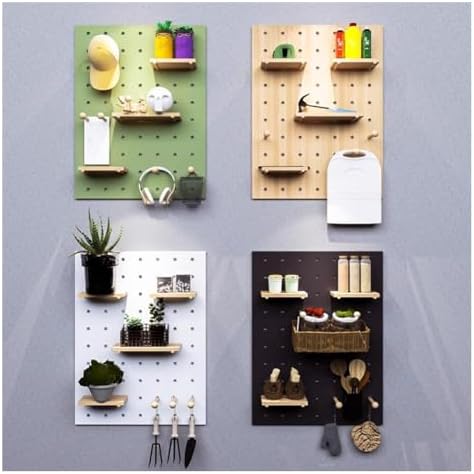 Pegboard Wall Organizer Panels.Wood Pegboard Organizer Kit for Office and Home, Decorative Display Versatile Wall Storage Solution，（Natural，40x60cm）