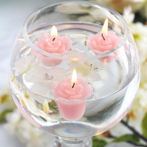 Efavormart Pink Floating Rose Candles