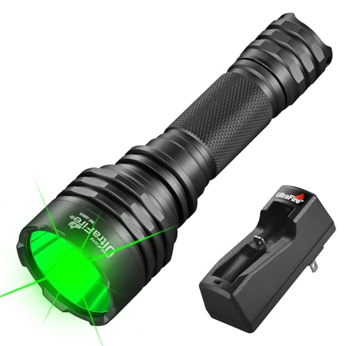 ULTRAFIRE 10W Green Hunting Flashlight 273 Yards Super Bright LED Green Flashlight Predator Light for Night Tactical Hunting Hogs, Coyotes and Varmints WF-509G Green Lights - ULTRAFIRE