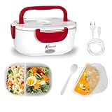 VIRSUS 1 Scaldavivande Elettrico Portatile, chiusura ermetica, 2 Contenitori Removibili con piastra riscaldante in Acciaio, 220V - 40Watt Porta pranzo da Ufficio Vari Colori (Rosso) - 084F
