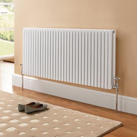 839mm (w) x 600mm (h) Ultraheat"Klon" Designer White D-Profile Double Horizontal Radiator