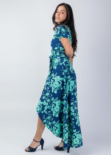 Robe longue viscose Sakura de qualité supérieure aux reflets turquoise - 3