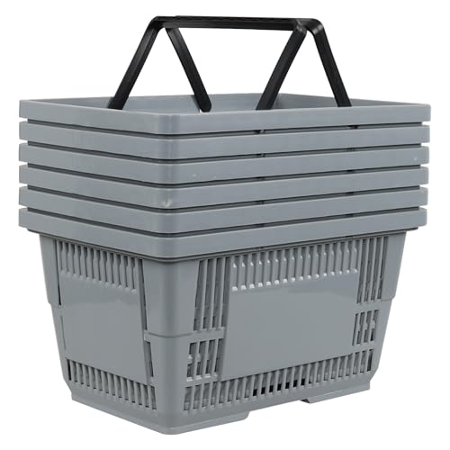 Drephia Set of 6 Plastic Shopping Basket with Handles, 28