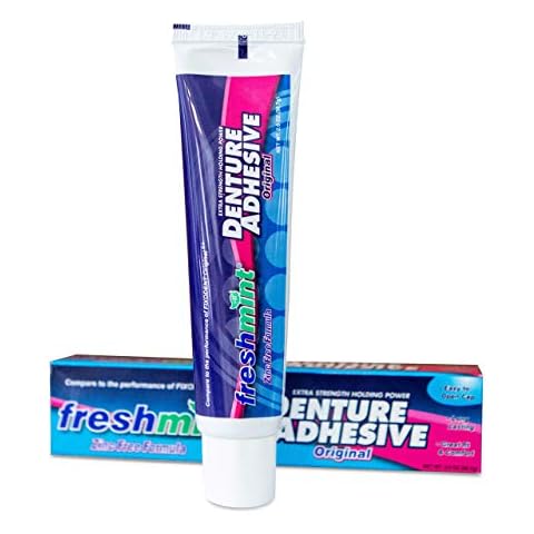6 Tubes of Freshmint 2 oz. Denture Adhesive, Zinc Free with Natural Beeswax. Cover