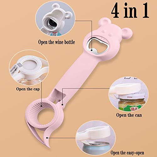 New 4 In 2 Multi Function Can Opener Bottle， Multi Kitchen Tool For Jelly Jars, Wine, Beer And Other, Bottle Opener To Protect The Nail Use For Children, Elderly And Arthritis Sufferers. #TOP1