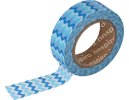 INNSPIRO Cinta masking tape Washi zig zag azules 15mm.x10xm. Serie Ultramar