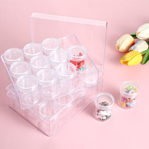 Image of 4 Pcs Bead Organizer Transparent Embroidery Bead Storage Containers with Lid, Diamond Art Plastic Storage Containers for DIY Crafts Jewelry Earring Sewing Pills Nail Small Items, Clear (12 Grids)