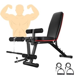 Weight Bench with Leg Extension and Leg Curl Adjustable Workout Bench Home Strength Training Bench, Incline Flat Exercise Bench, Ab Exercise Bench, Foldable Sit up Bench