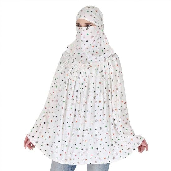 Women's 3-in-1 Cotton Long Scarf with Face Mask and Sun Cap, Full Coverage, UV Protection, Multicolor (Pack of 01)-image-24