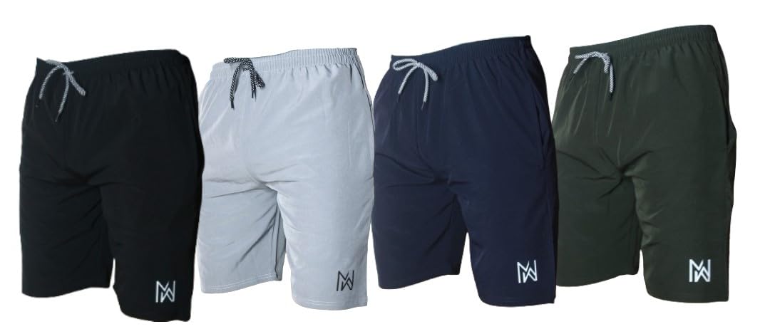 Men's Shorts | Multi - Use Bottom Wear | Casual Wear | Sports Wear | Night Wear | Black, Olive Green, Grey, Navy | L | Pack of 4-picture-12