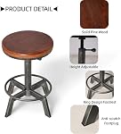 Ensemble de 2-Industrial Bar Tabouret-Rustique Chaises de contre-hauteur pour Kitchen Island-Farmhouse Swivel Siège en bois- réglable 17.7-24inch