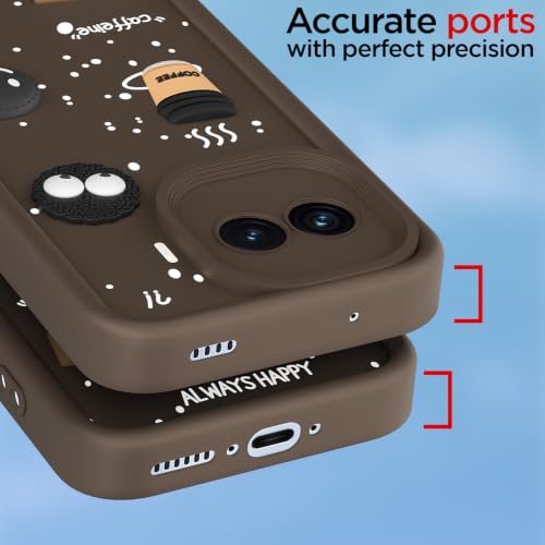 Image of Pikkme Back Cover for iQOO 15R 5G | 3D Bear Silicone Cute & Fun Coffee Cartoon | Full Body Protection Bumper Case (Brown)