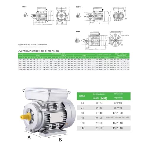 Moteur asynchrone en aluminium robuste 220V avec fixation horizontale