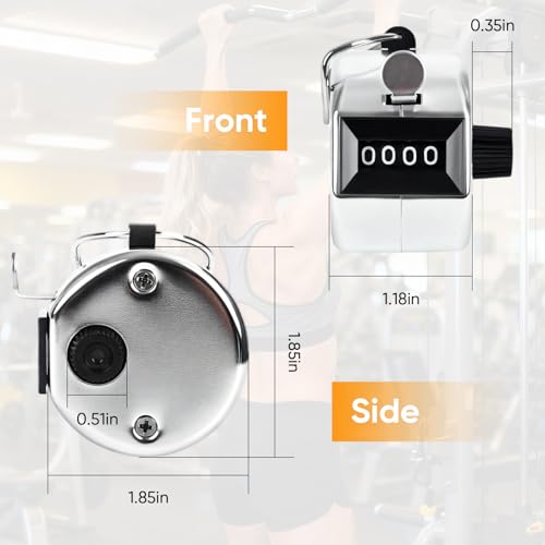 LKbeuuu Metal Handheld Tally Counter, Clicker Counter with 4 Digit Display, Hand Mechanical Counter for Counting, Golf, Baseball, Knitting, Coaching, Fishing and Laps - Thumbnail 5
