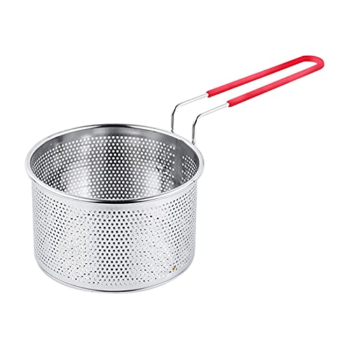 DASNTERED Cesto para freír con asa, cesta frita, mango largo, universal, acero inoxidable, para olla redonda