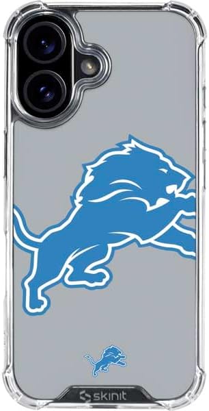 Skinit Clear Phone Case Compatible with iPhone 17 - Officially Licensed NFL Detroit Lions Large Logo Design