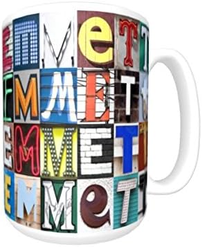 EMMETT Coffee Mug / Cup - using photos of sign letters - personalized