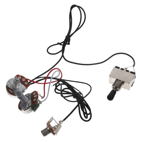 ibasenice 4個エレキギター用配線ハーネス 大型電子路 ウェイトグルスイッチ クローム仕上げ ブラックキャップ 対応モデル多