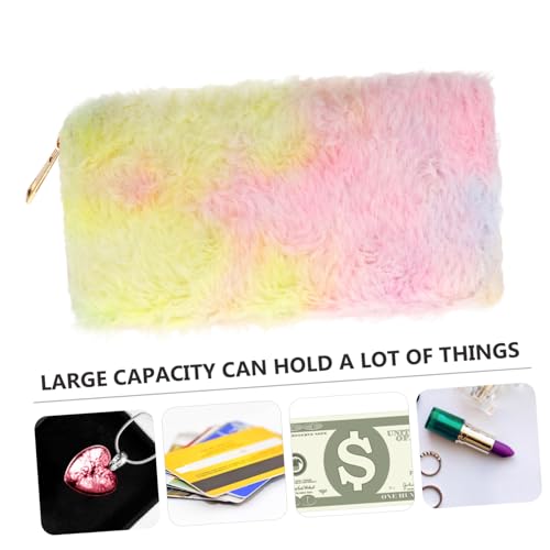 1pc Rainbow Gradient Plush Wallet for Women Zippered Purse Multi-compartment Design for Travel Parties and Daily Use Special Occasions4