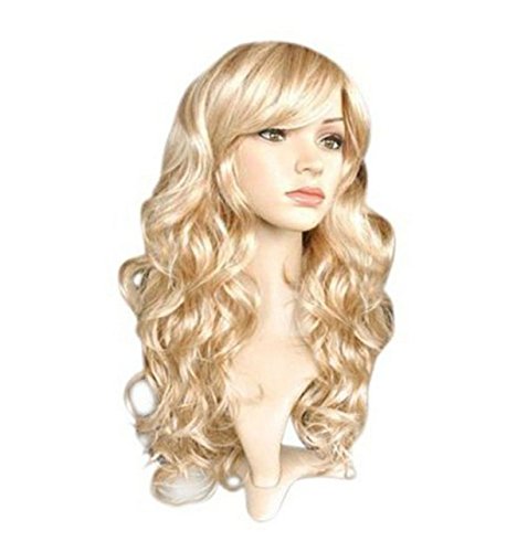 SuperWigy Hot Sale Wigs for Women's 50cm Mixed Blond Curly Hair Side Bangs Party Wig
