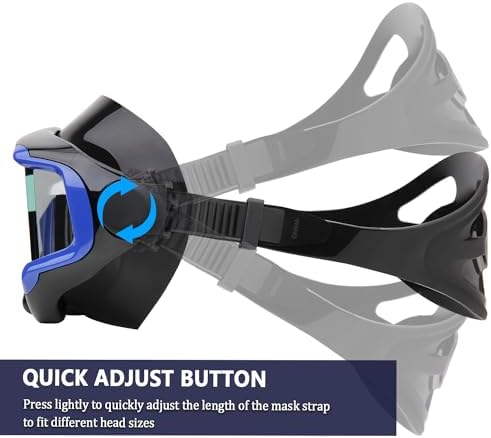 Diving mask Anti-Fog Swimming Snorkel mask Suitable for Adults Scuba Dive Swim Snorkeling Goggles Masks (Blue)