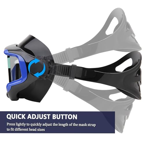 Diving mask Anti-Fog Swimming Snorkel mask Suitable for Adults Scuba Dive Swim Snorkeling Goggles Masks (Blue)