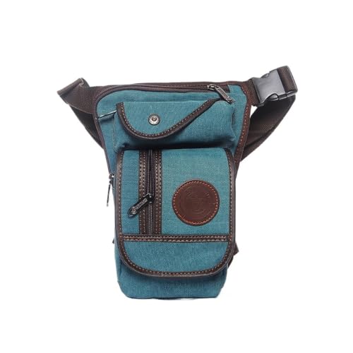 Riñonera bandolera de lona turquesa impermeable para hombre con capacidad de 8 pulgadas