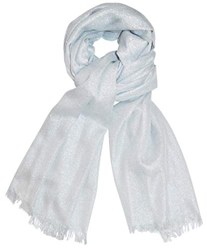 Preisvergleich Produktbild thb Richter Damen Glitzerschal Schlauchschal Loopschal Einfarbig Uni Sommerschal mit Glitzer Strass Loop Tuch Tücher Schals (Glitzerschal - Silbergrau)