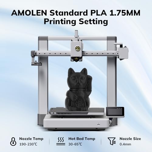 Image of AMOLEN 3D Printer Filament PLA, True High Speed 600mm /s 1.75mm PLA Filament Charcoal Black PLA, 1KG /2.2lb, Dimensional Accuracy + /- 0.02 mm, Smooth & Non-Tangle, Fits for Most FDM 3D Printer