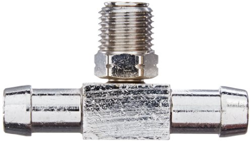 Image of EATON Weatherhead 05706B-1414 Inverted Male Tee Swivel Hose Fitting, CA360 Brass, 3 /8 inch Hose ID, 5 /16 inch Tube Size Chrome Plated,