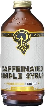 Portland Syrups - Caffeinated Simple Syrup - Premium Beverage Concentrate for a Boost of Clean Energy - Add to Soda, Cocktails, Tea, Coffee Drinks, and More - 12 oz with 24 Servings (Pack of 1)