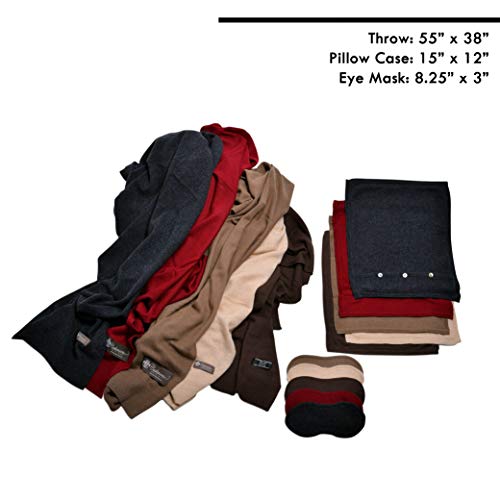 Cashmere Boutique: 100% Pure Cashmere Travel Throw Set (Color: Mocha Brown, Size: One Size) #TOP4