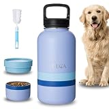 VITUCA Bebedero Perro Portátil 1L de Acero Inoxidable Aislado | Botella Agua Perro Ultra Resistente con Compartimentos para Comida o Premios | Sistema 2 en 1 para Paseo y Viaje