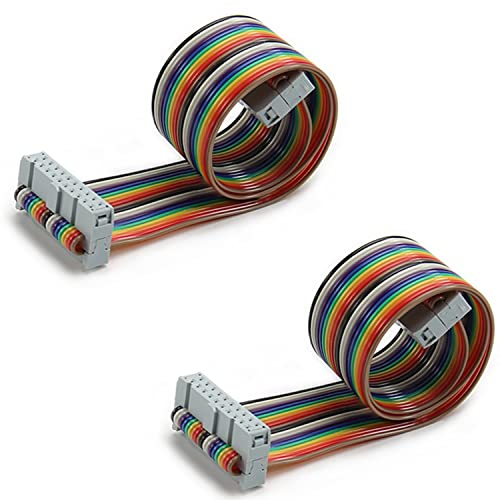 Fielect 2pcs IDC Rainbow Wire Flat Ribbon Cable 20 Pin 30cm Length 2.54mm Pitch