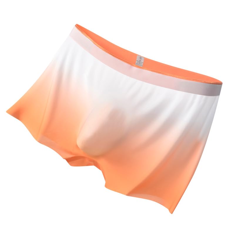 Mens underwear boxer briefs pack with pouch ice silk for man bugle convex sexy Breathable seamless panties Green 2-packs3