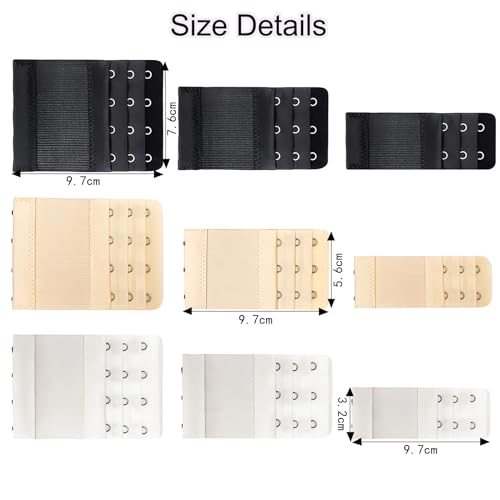 IheDovb 12 Stück BH Verlängerung, Bra Extender 2 Haken/3 Haken/4 Haken BH Erweiterung für Damen Bra Extender