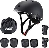 AODI Kids Protective Gear Set für 3-8 Jahre, verstellbare Helmknie-Ellbogenschützer Handgelenkschützer mit CE-Zertifizierung für Multi-Sport-Radsport-Skateboard-Roller (7-teiliges Set)